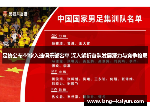 足协公布44家入选俱乐部名单 深入解析各队发展潜力与竞争格局